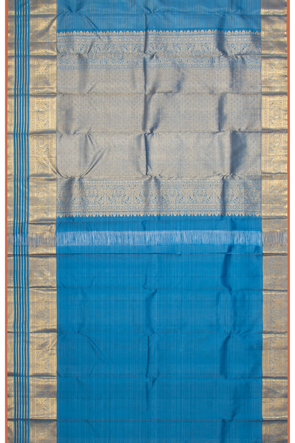 Taranga Kanchi Silk Horizontal Lines Blue Saree
