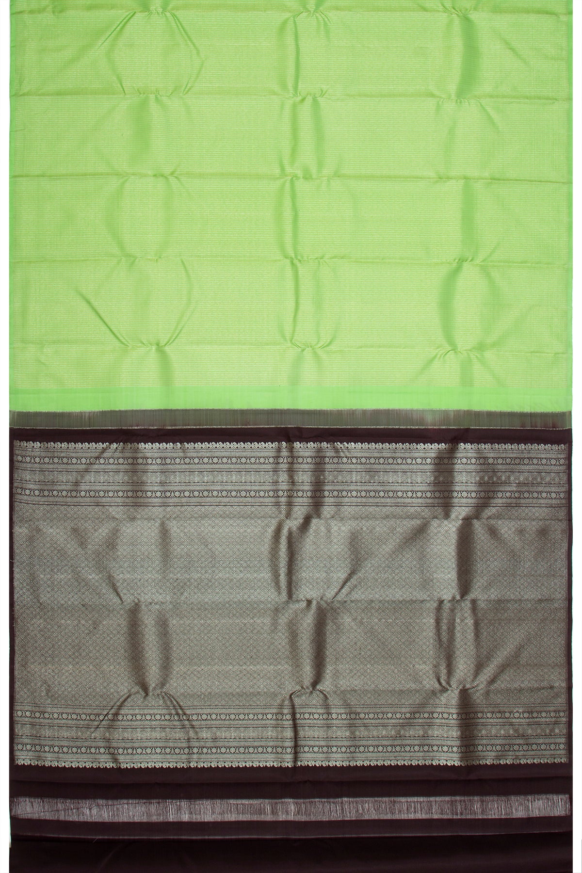 Kanchipuram Silk Vertical Lines Green Saree