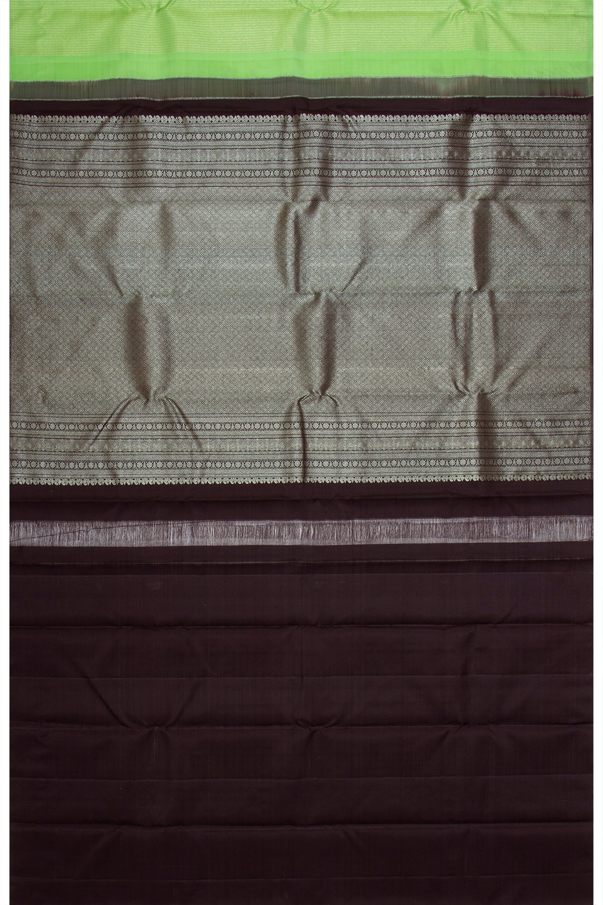 Kanchipuram Silk Vertical Lines Green Saree
