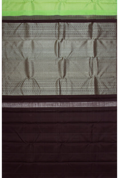 Kanchipuram Silk Vertical Lines Green Saree