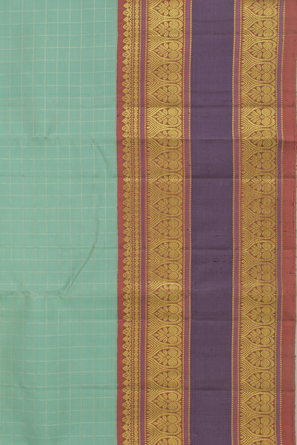 Kanchipuram Silk Checks Sea Green Saree