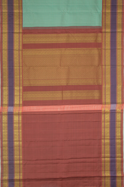 Kanchipuram Silk Checks Sea Green Saree