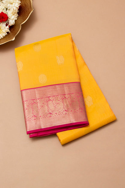 Kanchipuram Silk Butta Yellow Saree