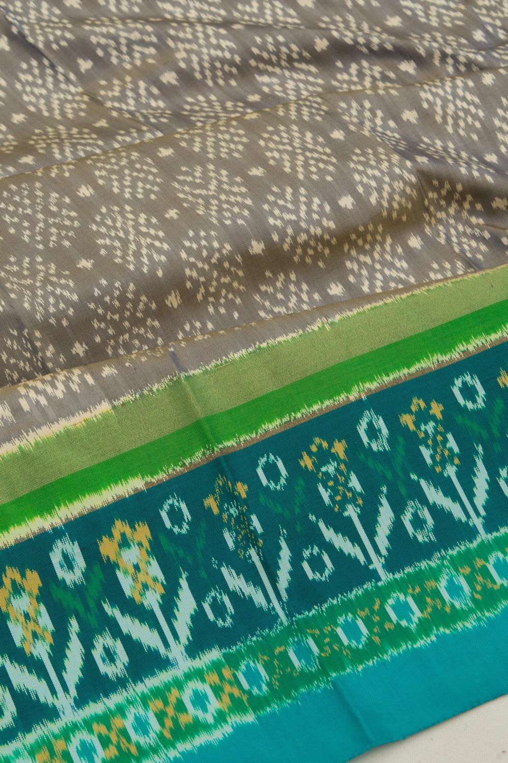 Pochampally Silk Ikat Grey Saree