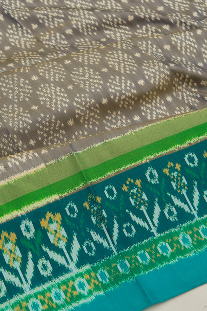 Pochampally Silk Ikat Grey Saree