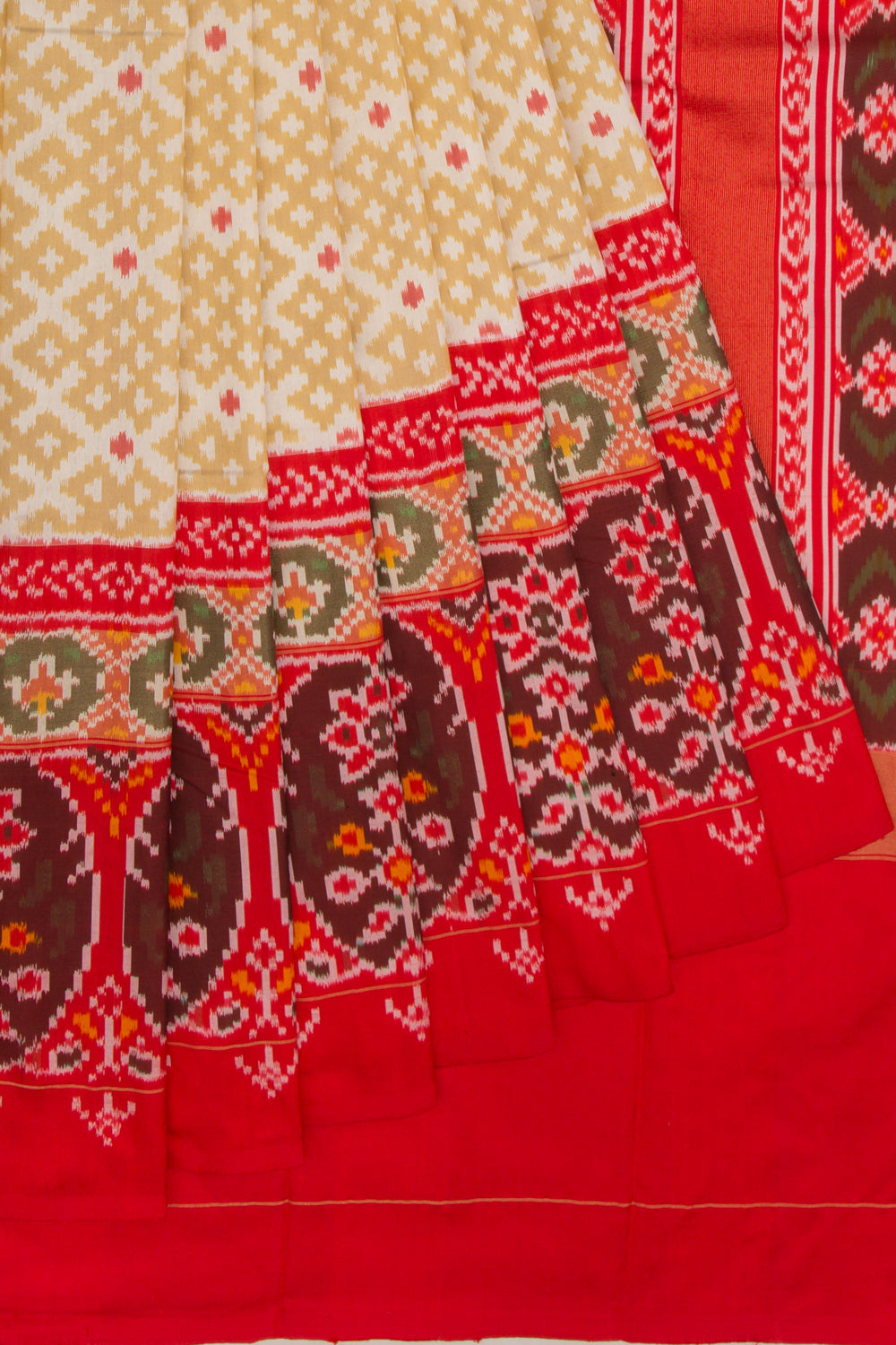 Pochampally Silk Ikat Cream Saree
