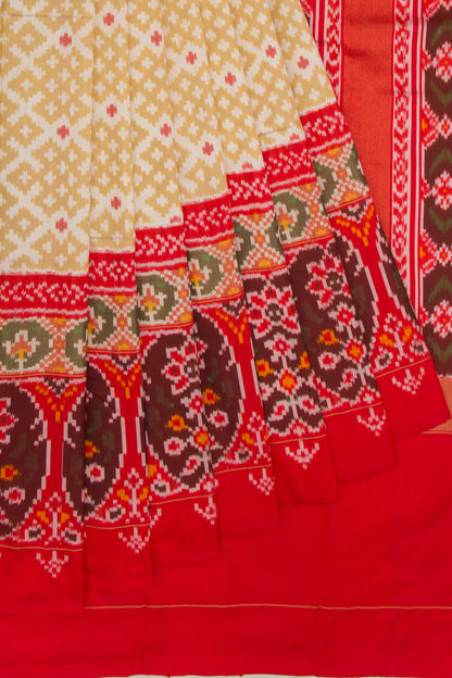 Pochampally Silk Ikat Cream Saree
