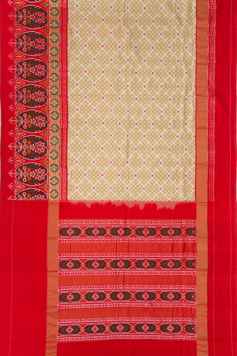Pochampally Silk Ikat Cream Saree
