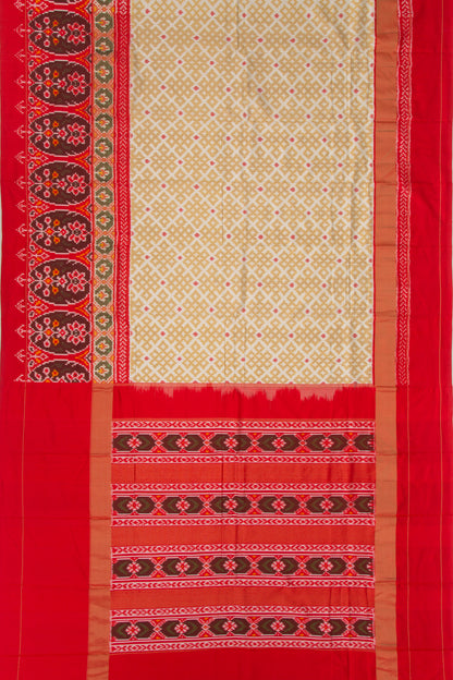 Pochampally Silk Ikat Cream Saree