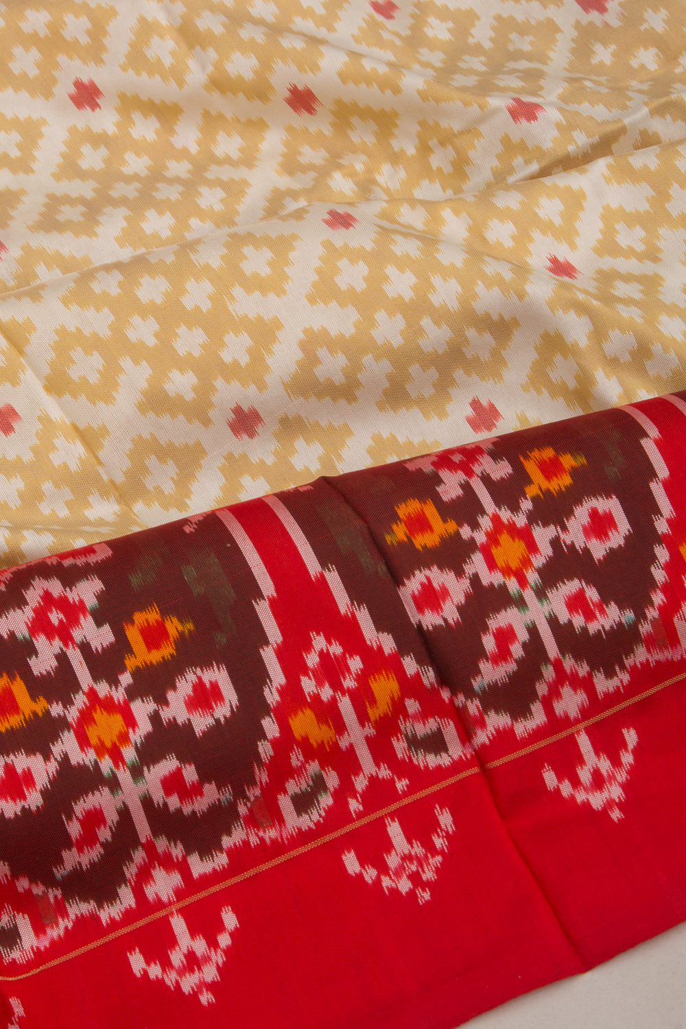Pochampally Silk Ikat Cream Saree