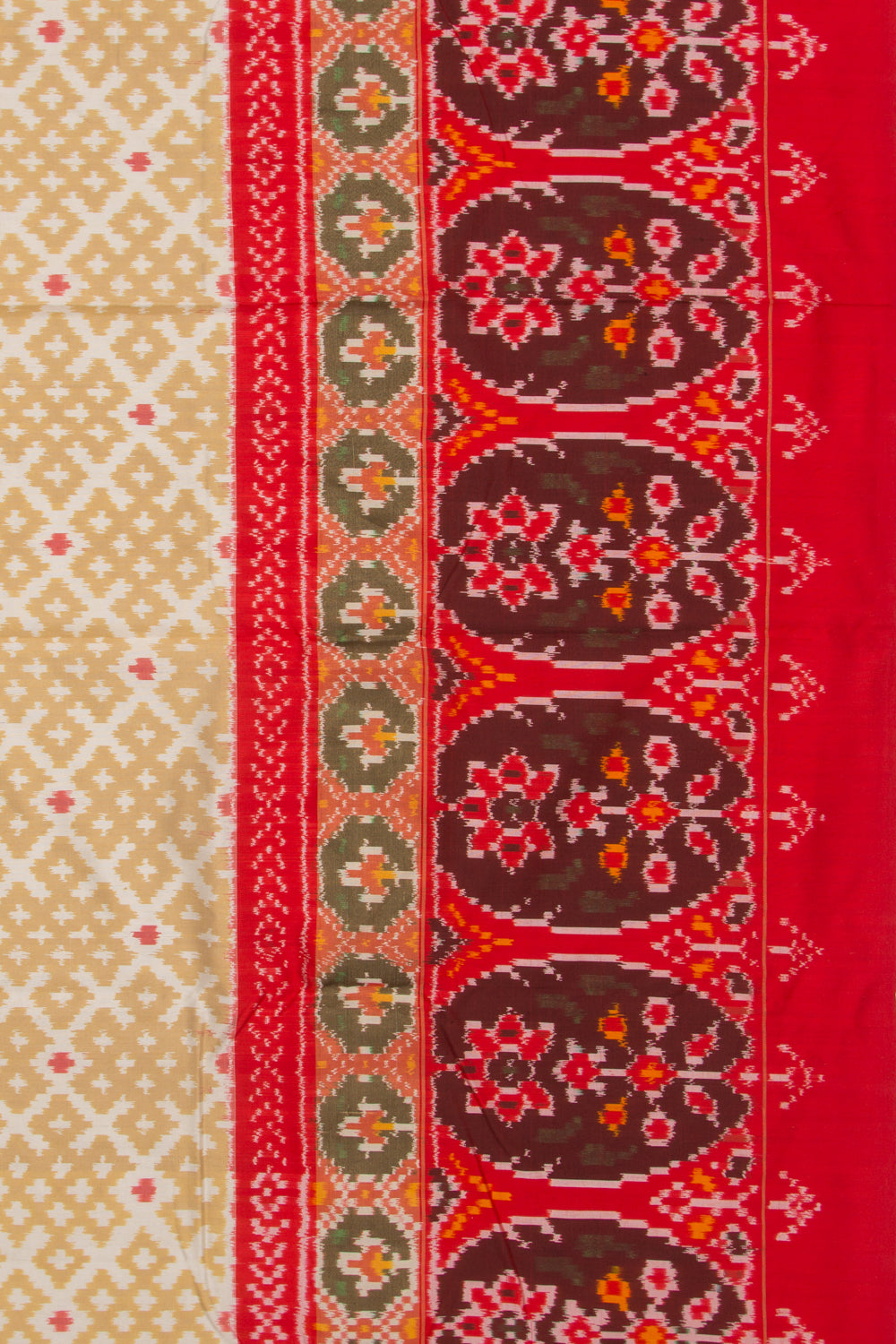 Pochampally Silk Ikat Cream Saree