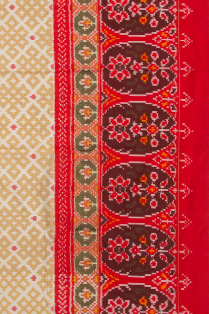 Pochampally Silk Ikat Cream Saree
