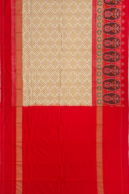 Pochampally Silk Ikat Cream Saree