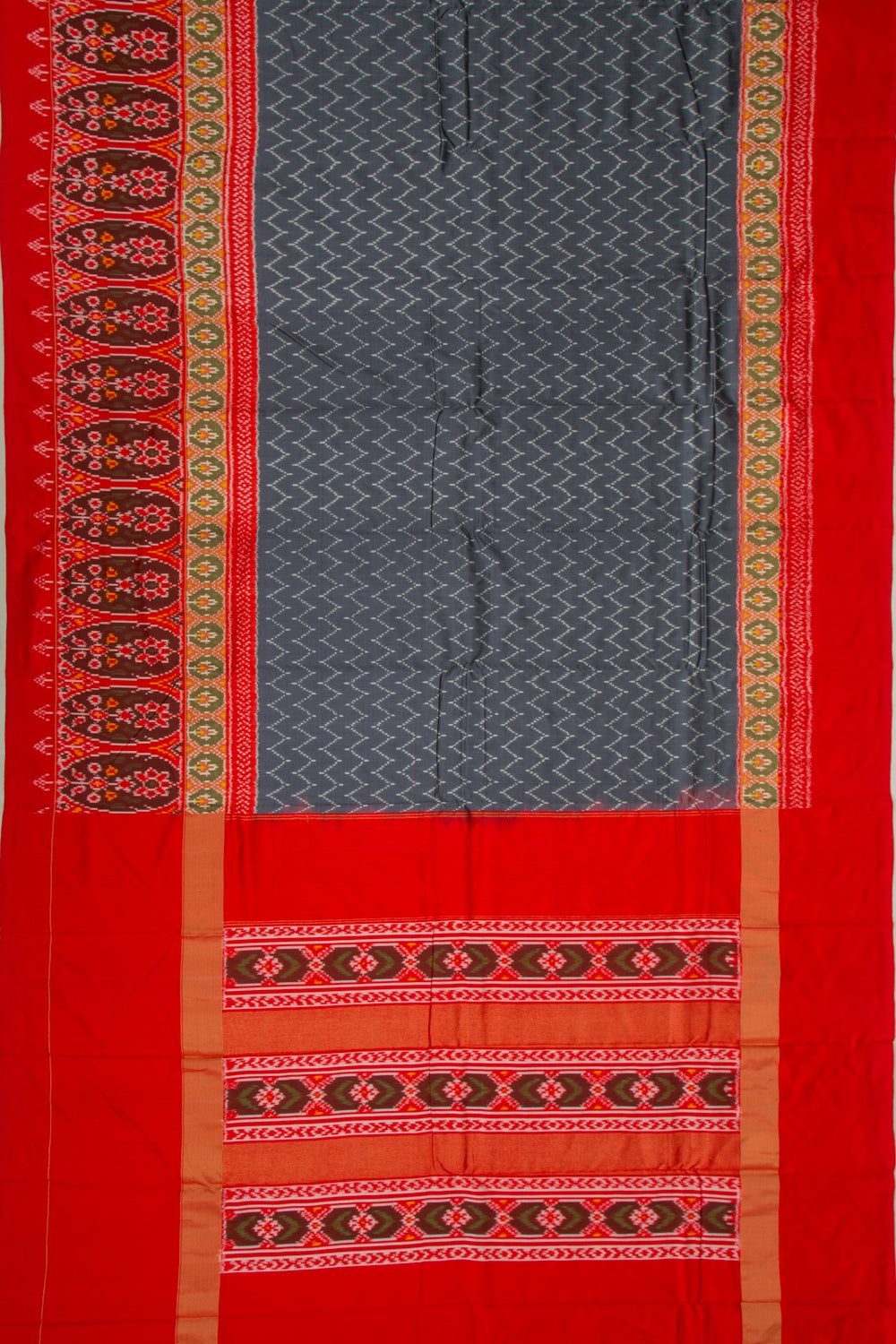 Pochampally Silk Ikat Elephant Grey Saree