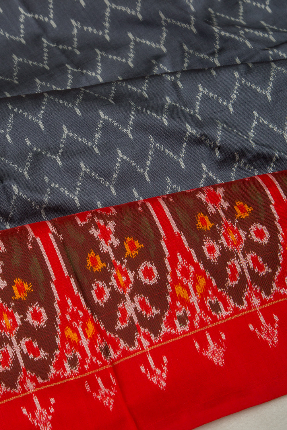 Pochampally Silk Ikat Elephant Grey Saree