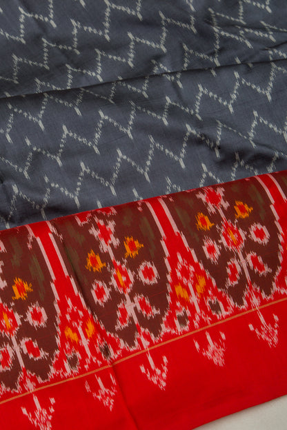Pochampally Silk Ikat Elephant Grey Saree