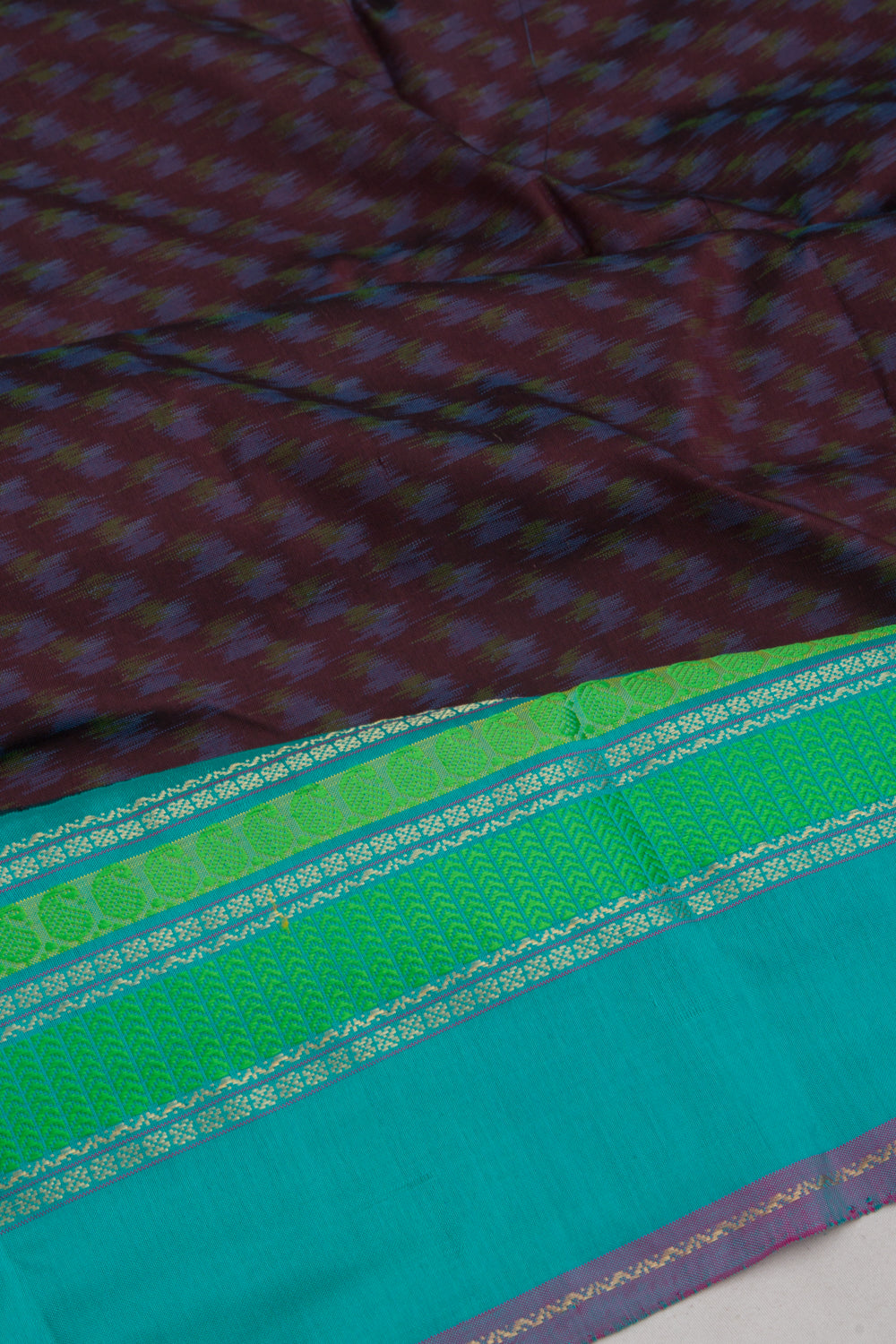 Kanchipuram Silk Ikat Choco Brown Saree