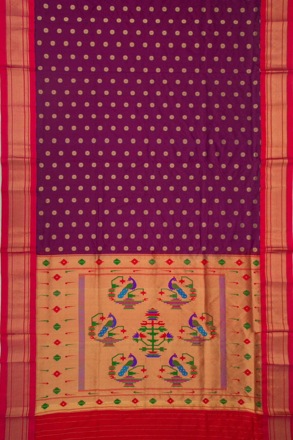Muniya Silk Butta Purple Saree With Paithani Inspired