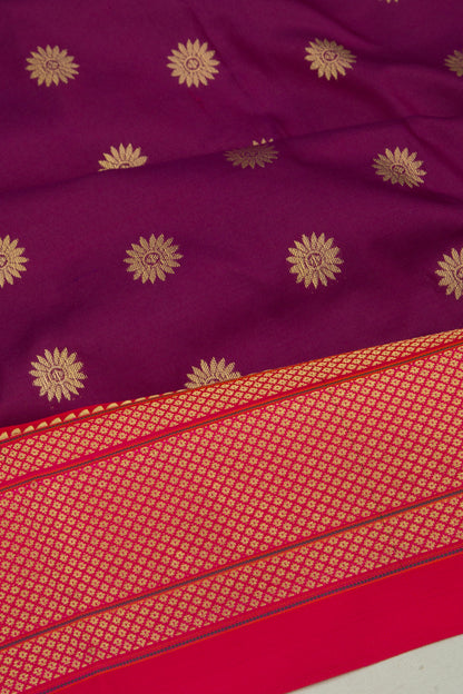 Muniya Silk Butta Purple Saree With Paithani Inspired