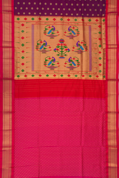Muniya Silk Butta Purple Saree With Paithani Inspired