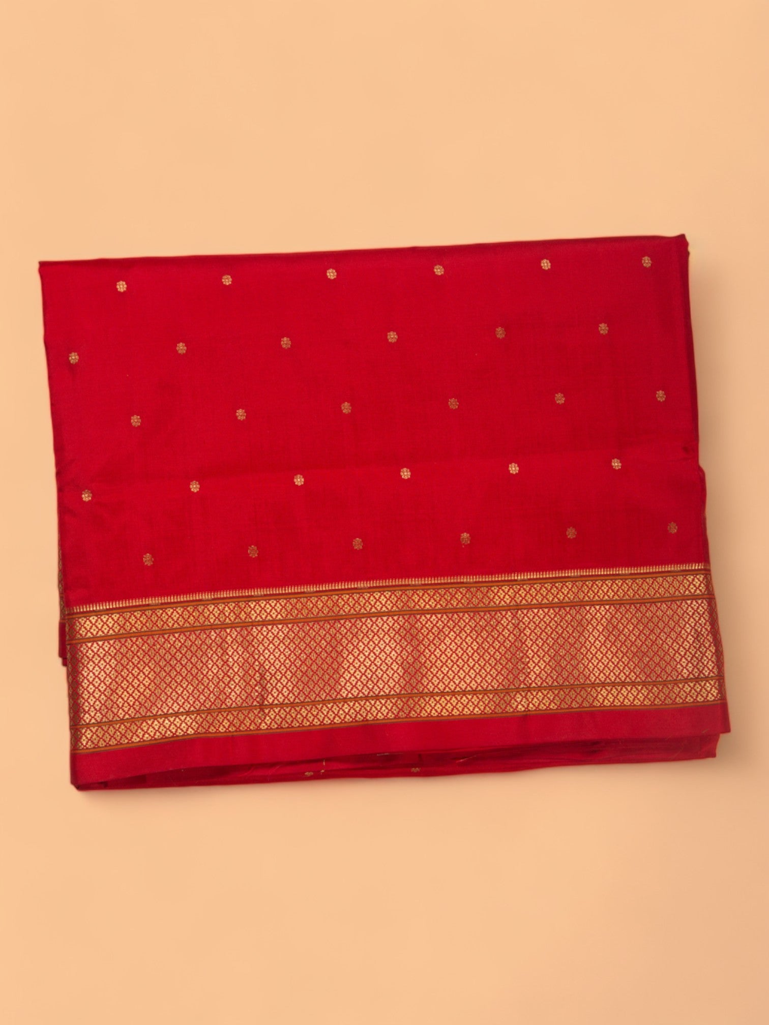 Paithani Silk Butta Red Saree