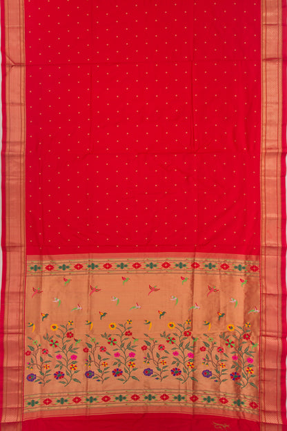 Muniya Silk Butta Red Saree With Paithani Inspired