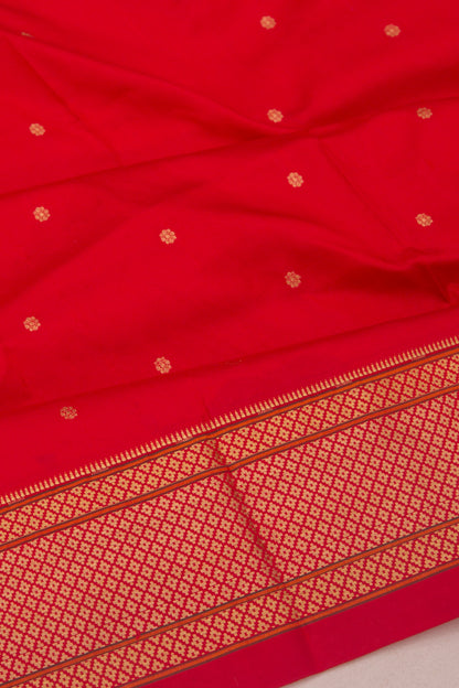 Muniya Silk Butta Red Saree With Paithani Inspired