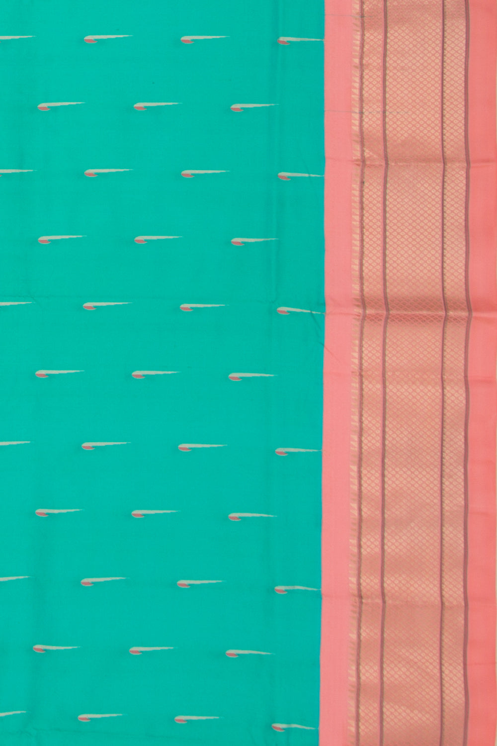 Muniya Silk Butta Sky Blue Saree With Paithani Inspired