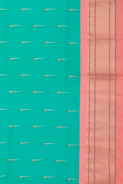 Muniya Silk Butta Sky Blue Saree With Paithani Inspired