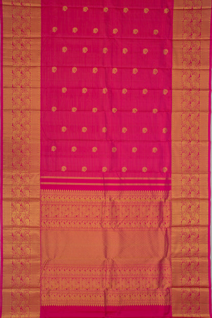 Kanchipuram Silk Oosi Lines And Butta Pink Saree