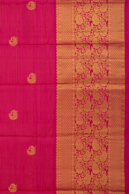 Kanchipuram Silk Oosi Lines And Butta Pink Saree