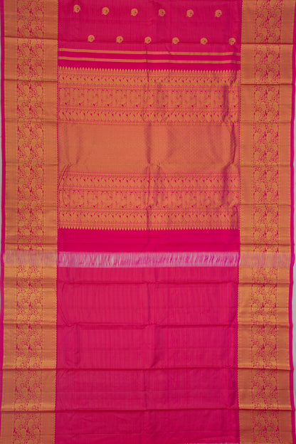 Kanchipuram Silk Oosi Lines And Butta Pink Saree