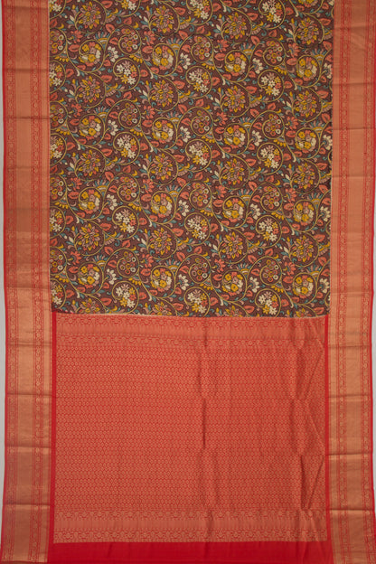 Soft Silk Floral Printed Brown Saree