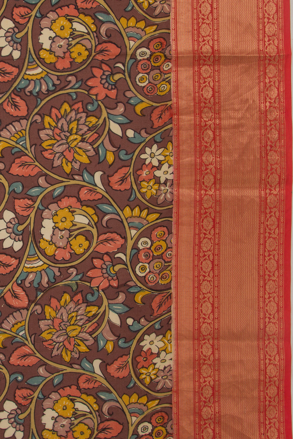 Soft Silk Floral Printed Brown Saree
