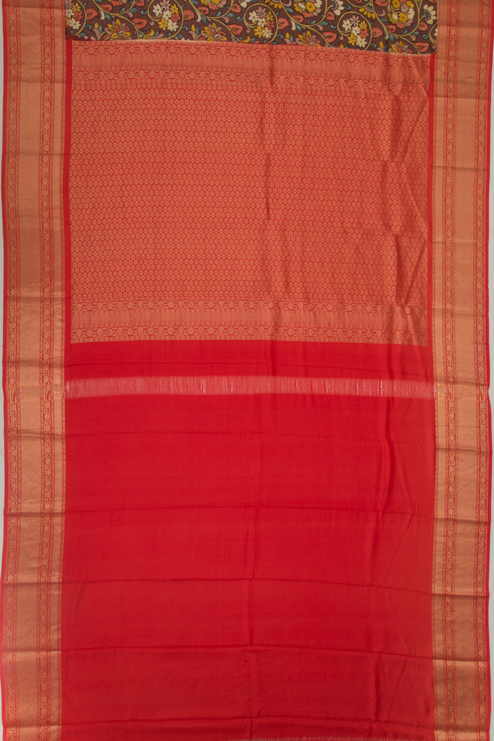 Soft Silk Floral Printed Brown Saree