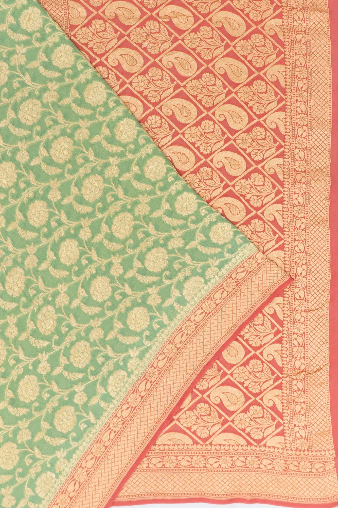 Banarasi Georgette Jaal Green Saree