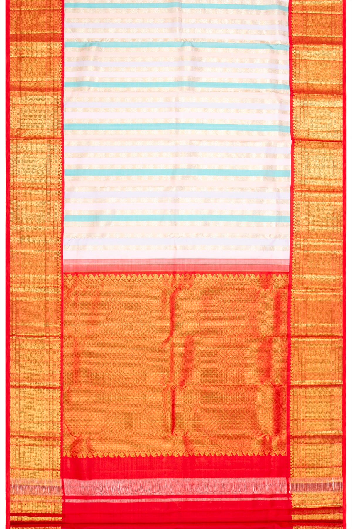 Kanchipuram Silk Vertical Lines Multicolor Saree