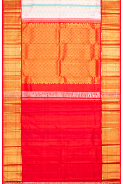 Kanchipuram Silk Vertical Lines Multicolor Saree