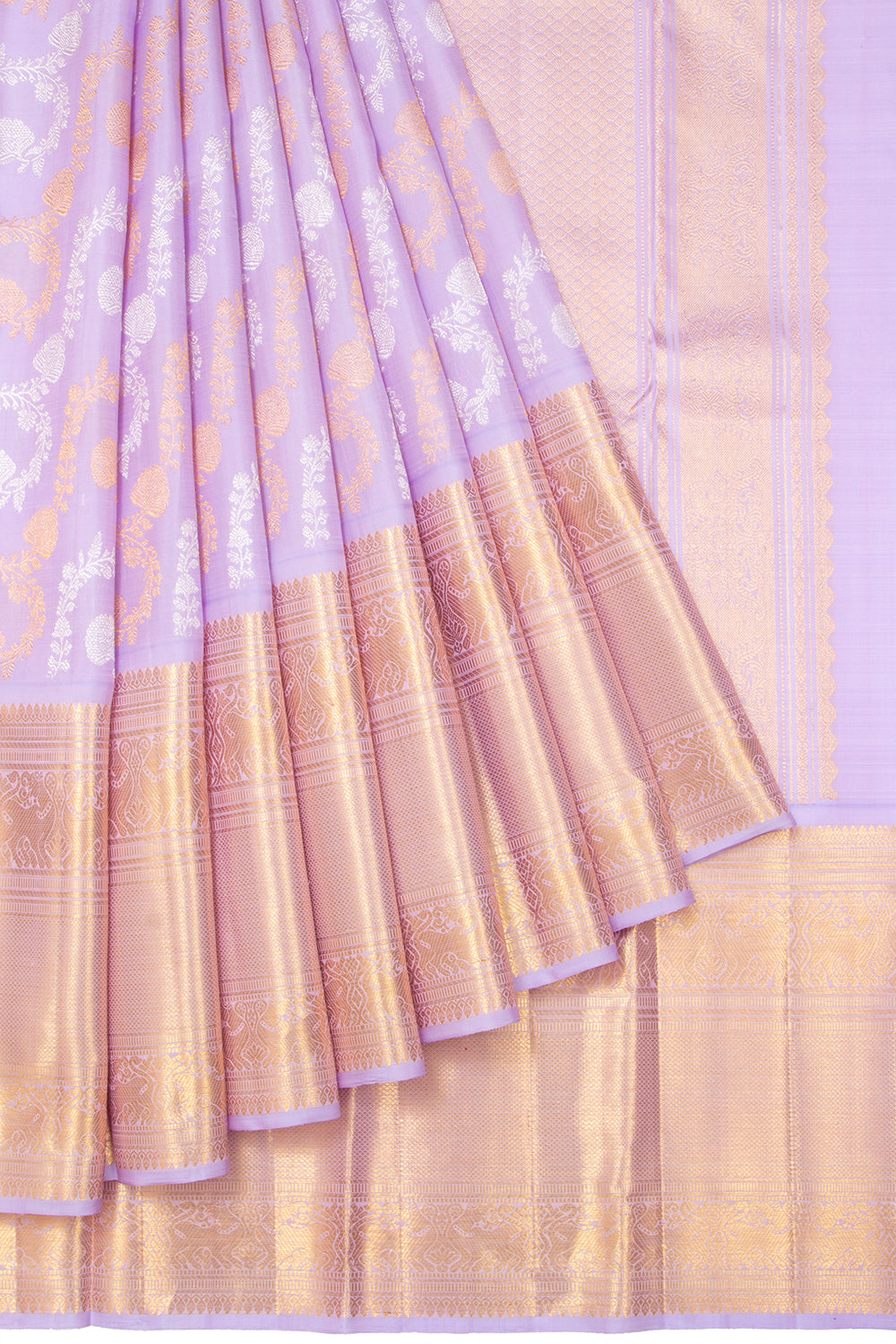 Kanchipuram Silk Jaal Lavender Saree