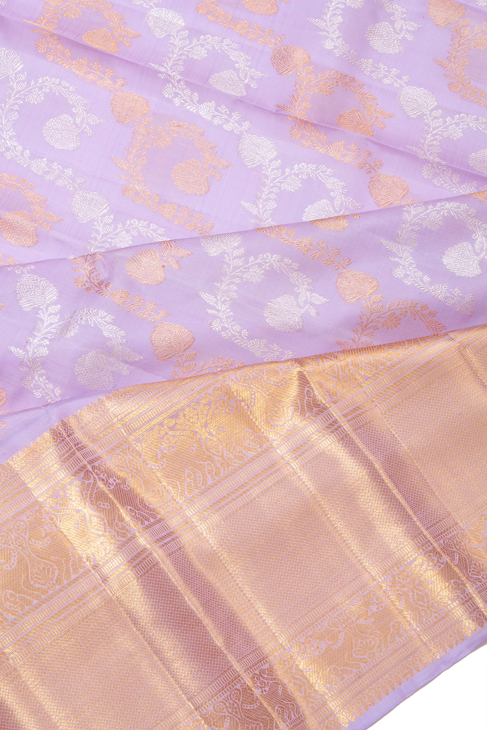 Kanchipuram Silk Jaal Lavender Saree