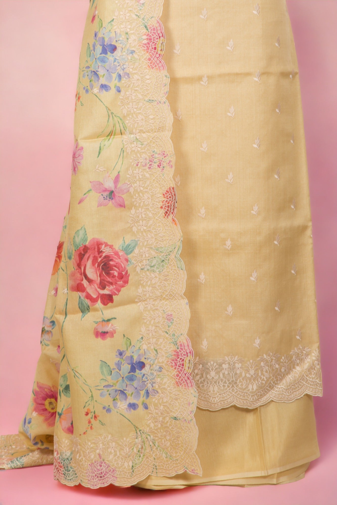 Tussar Silk Yellow Salwar Suit Set