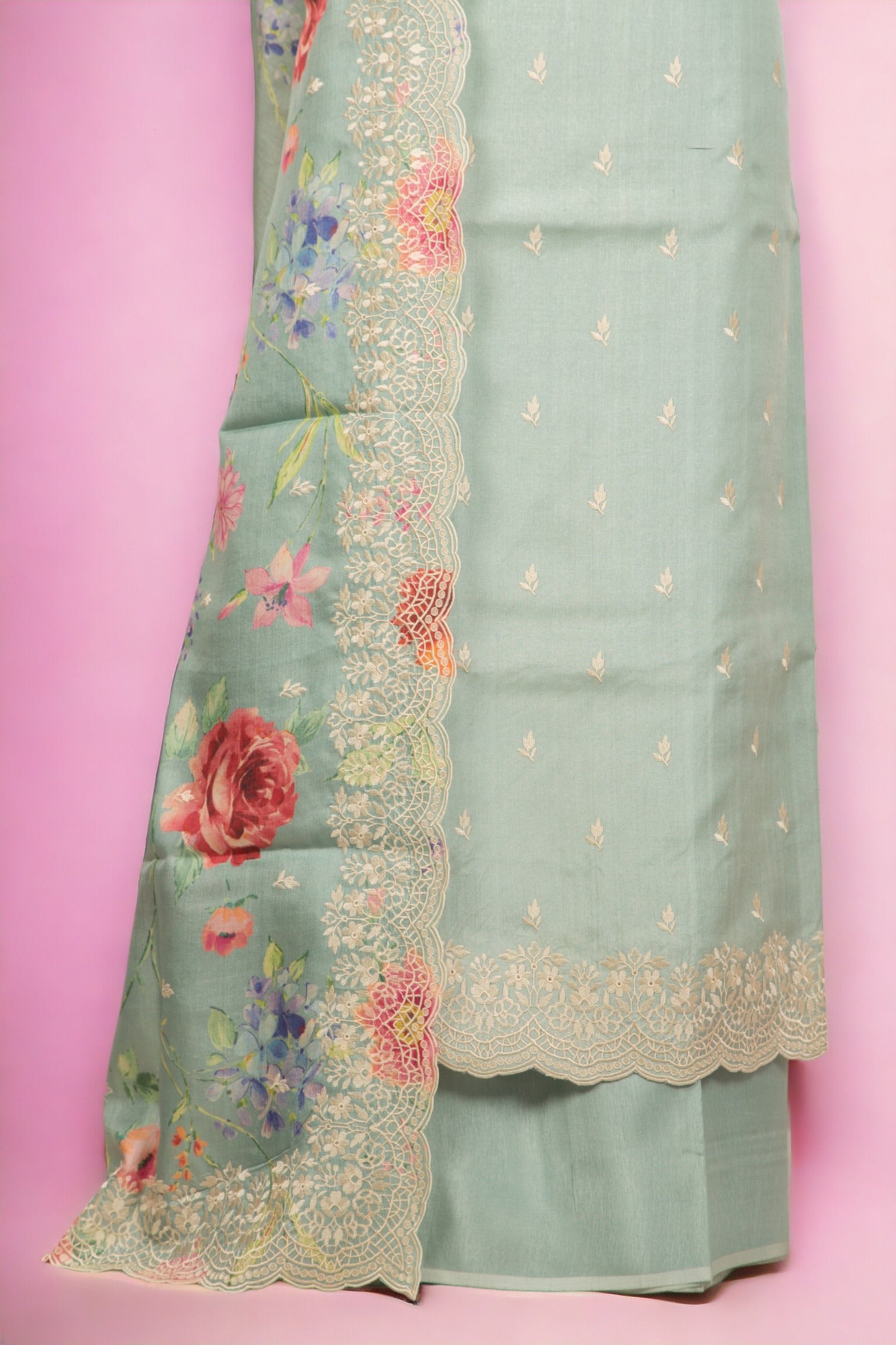 Tussar Silk Pastel Blue Salwar Suit Set