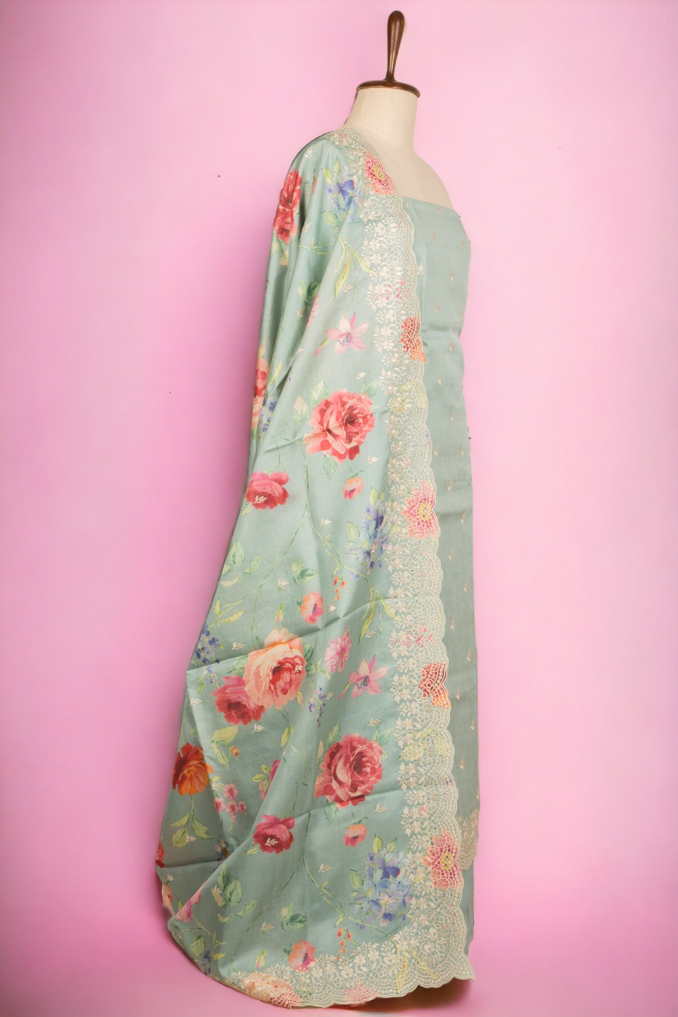 Tussar Silk Pastel Blue Salwar Suit Set