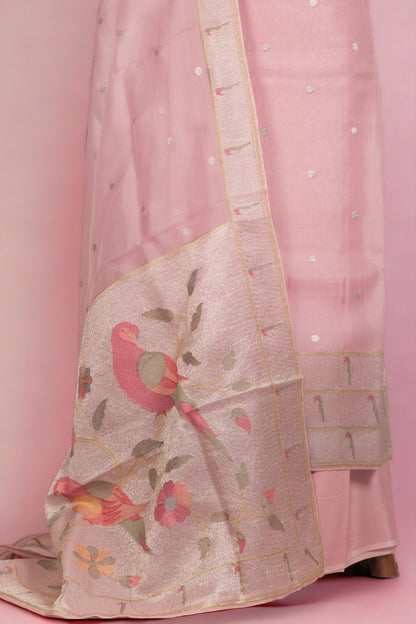 Organza Embroidery Pink Salwar Suit Set