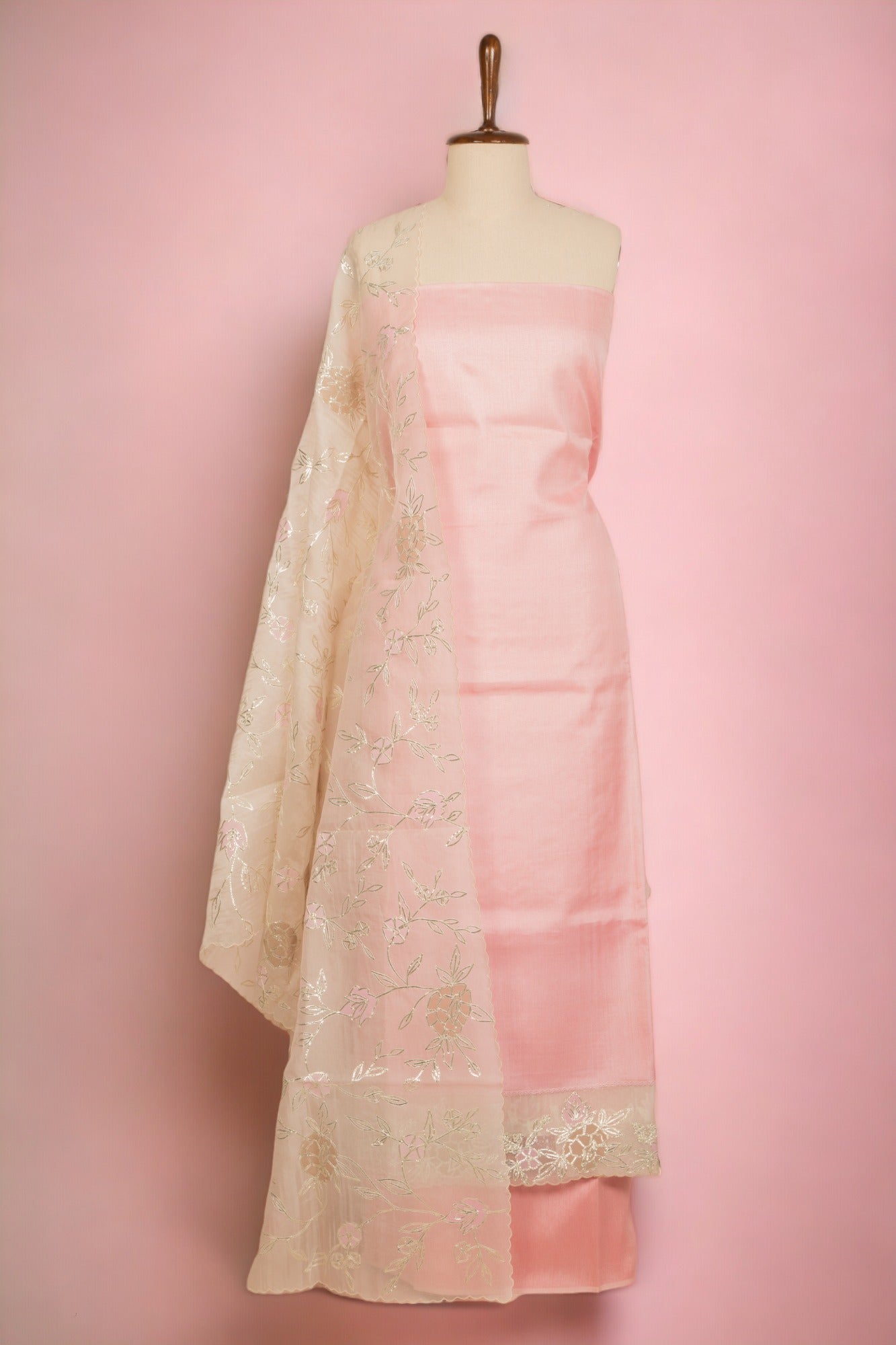 Tussar Silk Pink Salwar Suit Set