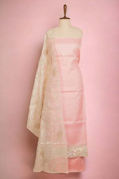 Tussar Silk Pink Salwar Suit Set