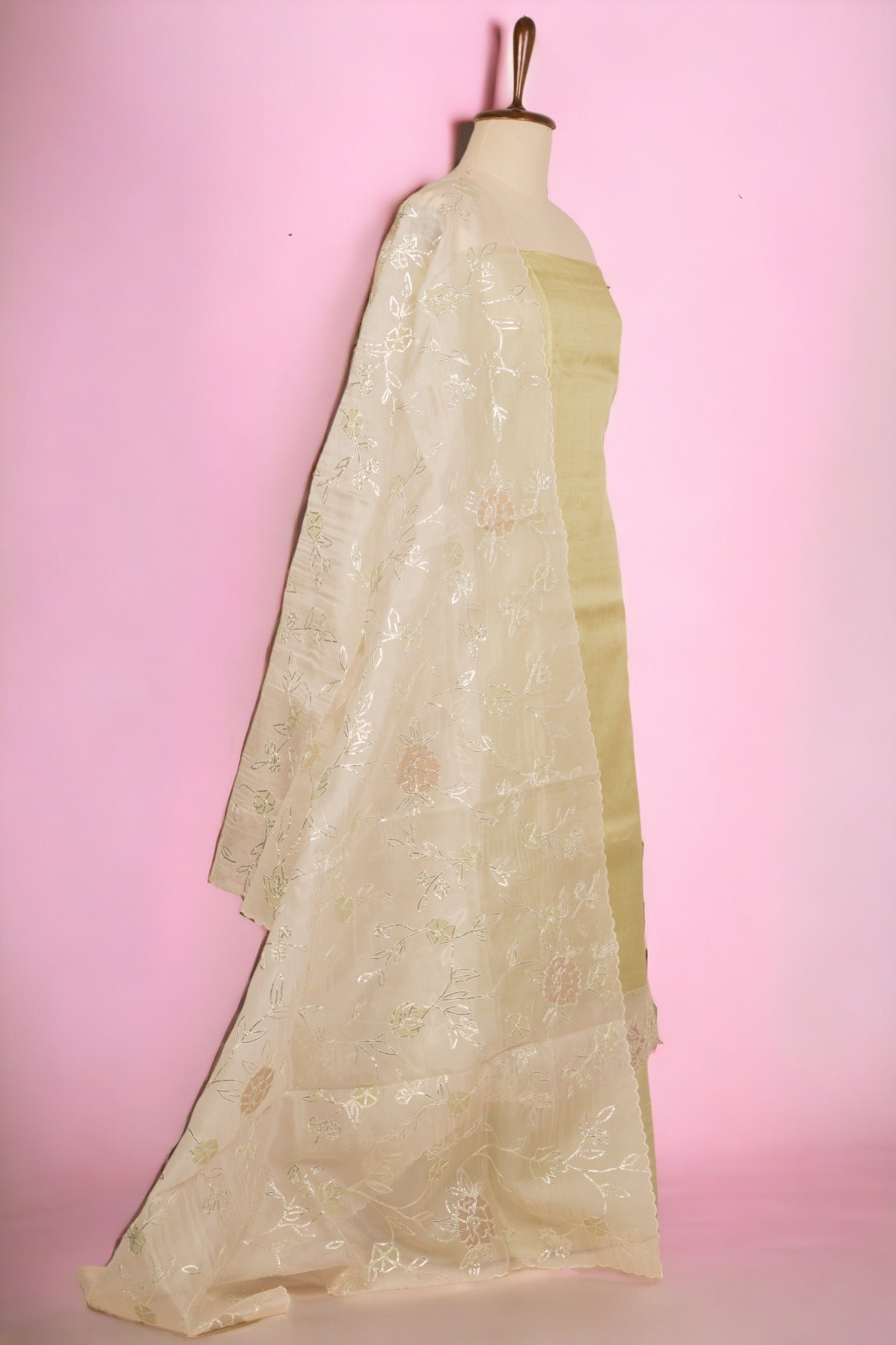 Tussar Silk Pastel Green Salwar Suit Set