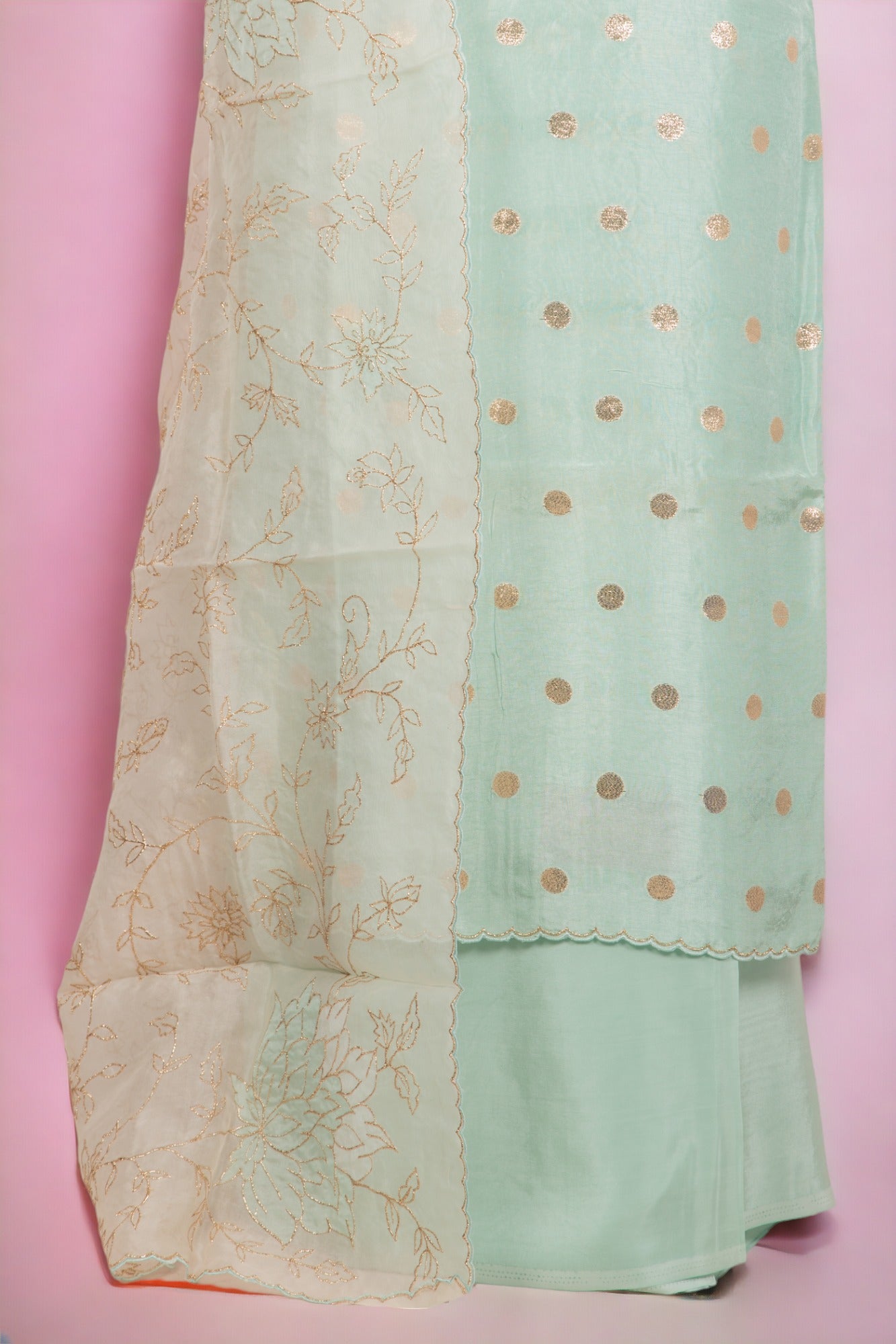 Raw Silk Embroidery Ice Blue Salwar Suit Set