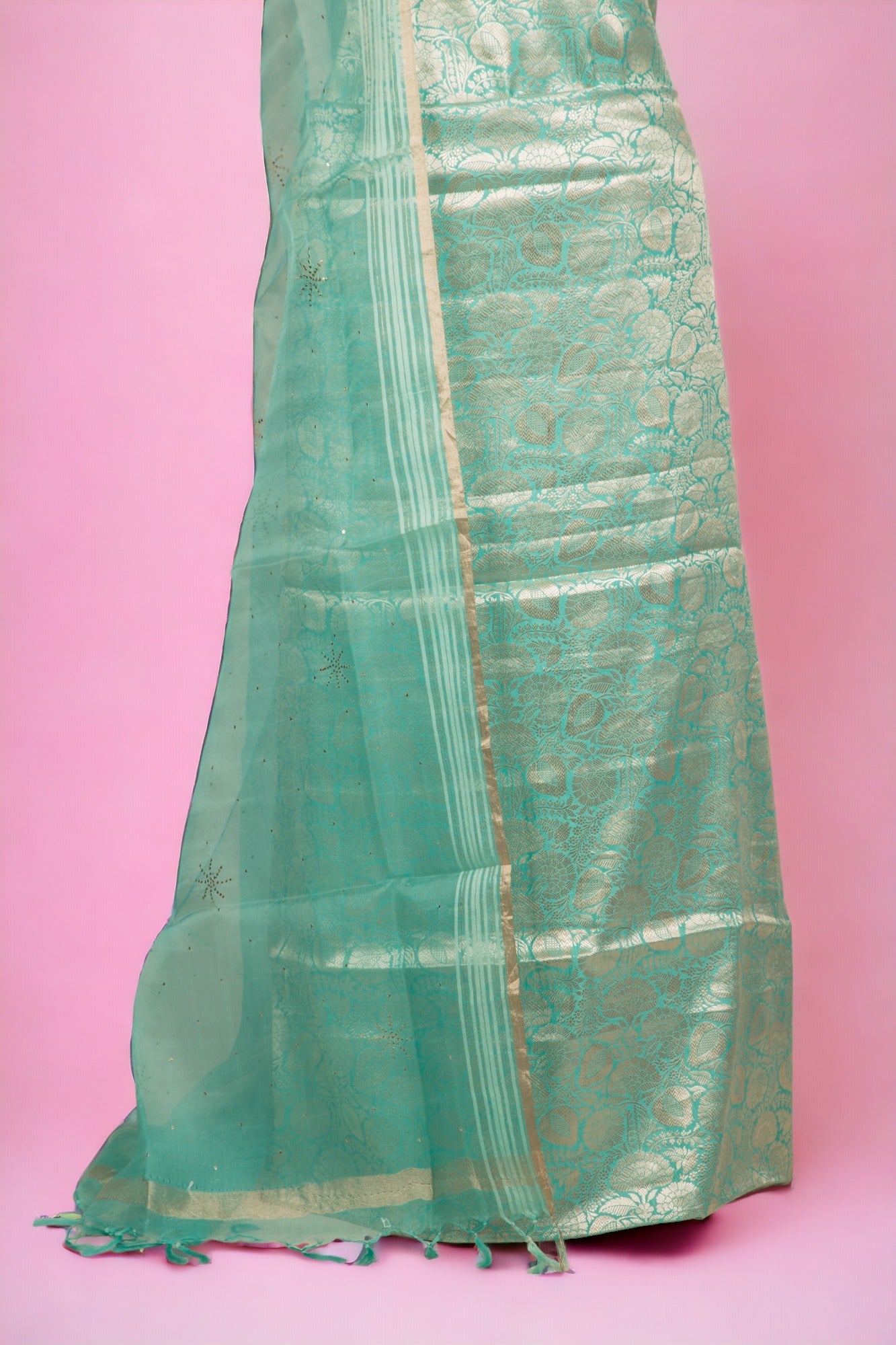 Banarasi Silk Sea Green Salwar Suit Set