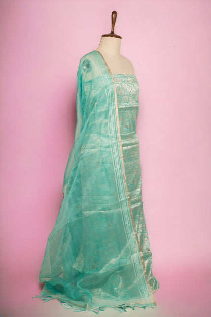 Banarasi Silk Sea Green Salwar Suit Set